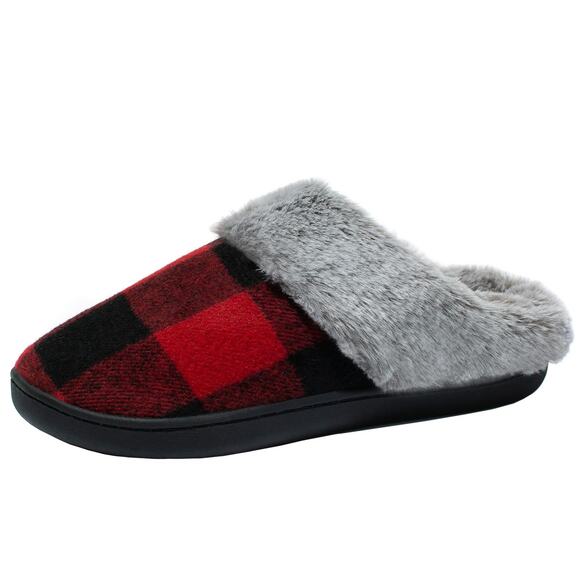 New Womens Size 8-9 Buffalo Plaid Memory Foam Slippers - Picture 1 of 5